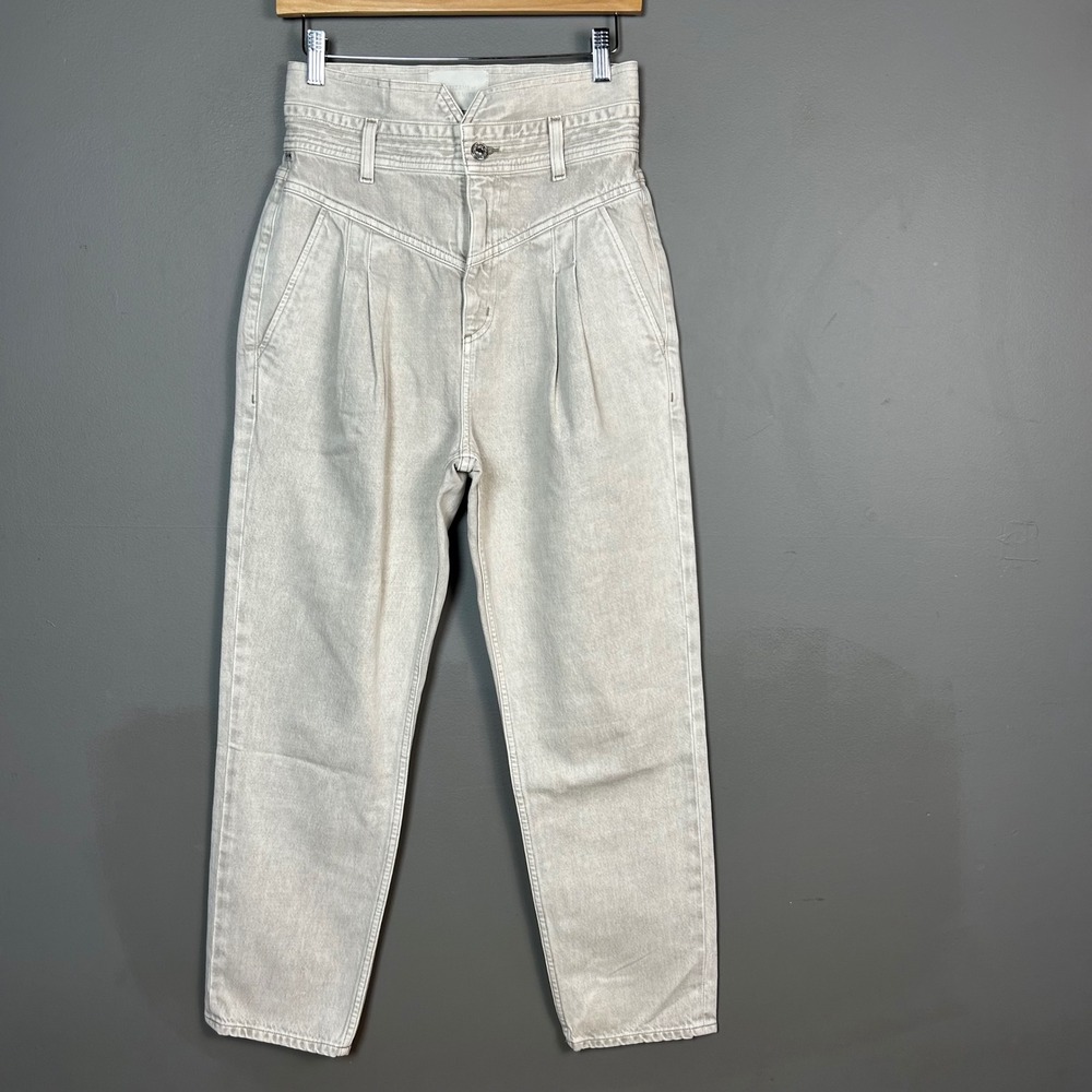 Citizens of Humanity High Rise Pleated Jeans Size 26 Sand Wide Workwear Retro